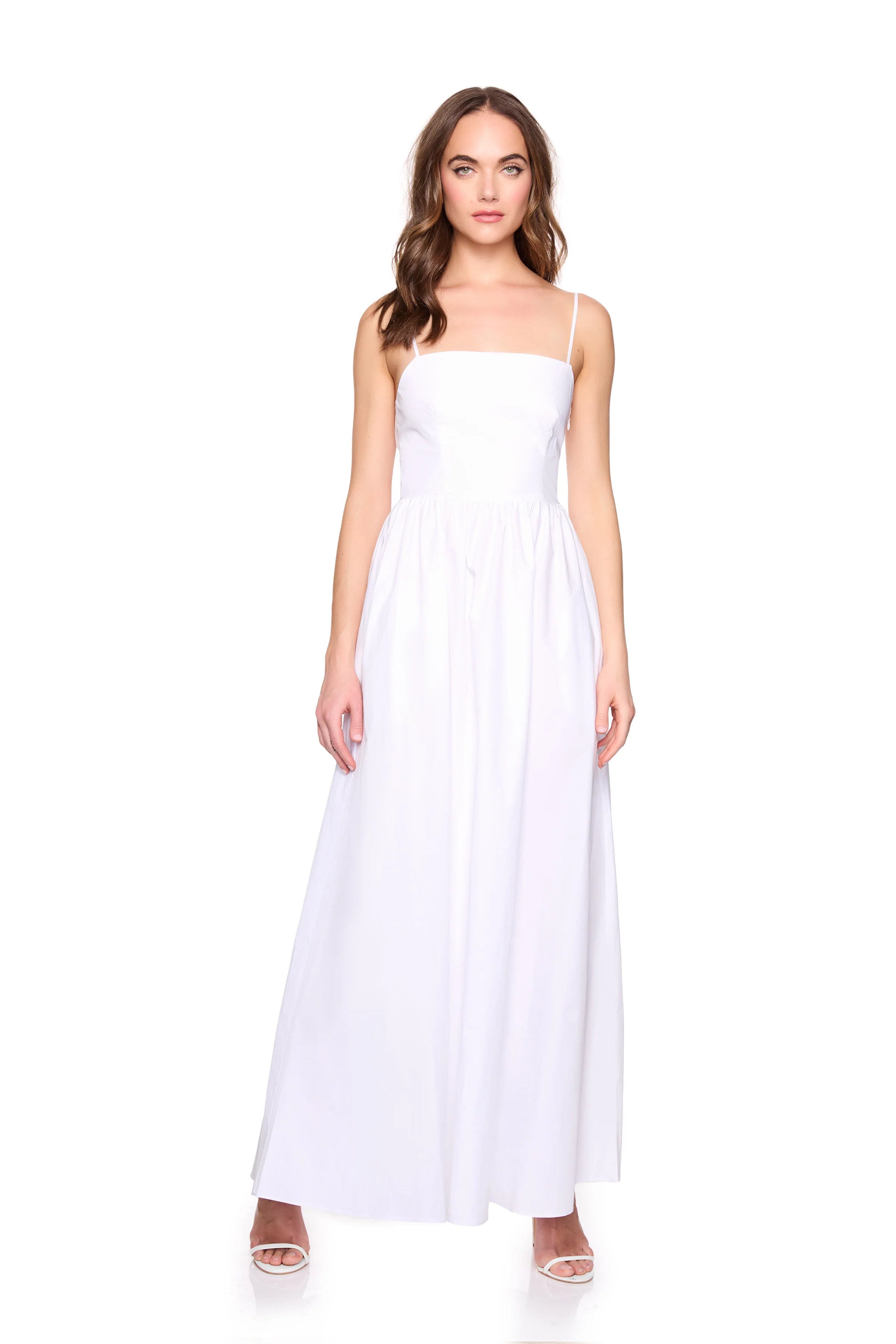 Poplin Lace Up String Maxi Dress