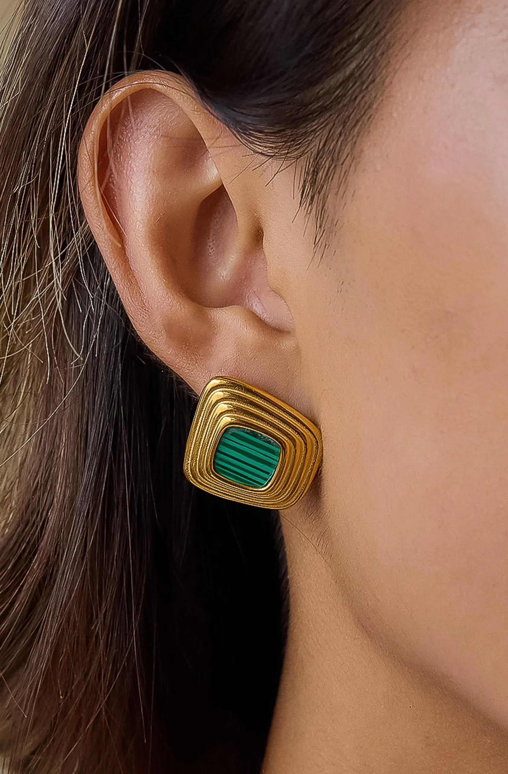 Solenne Enamel Square Earrings