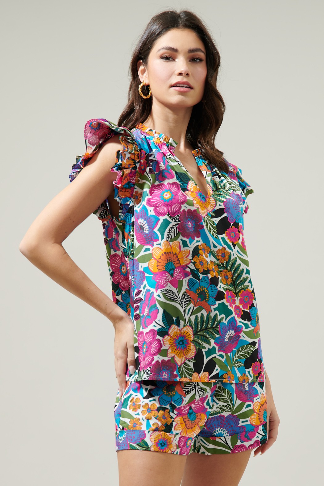 Elena Split Ruffle Top