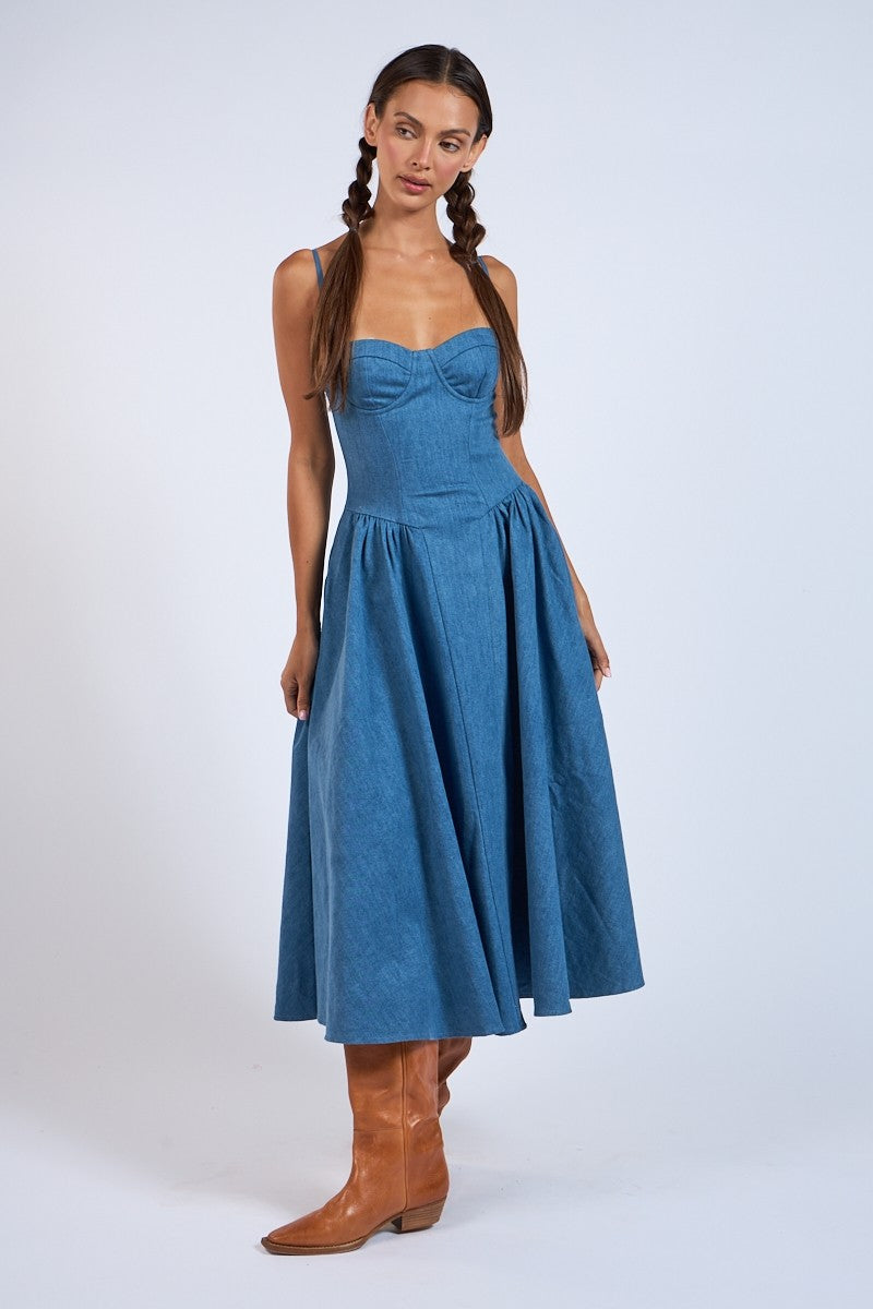 Bethani Denim Midi Dress