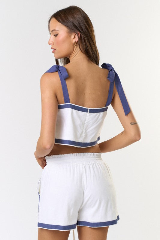 Bow Strap Contrast Short Set
