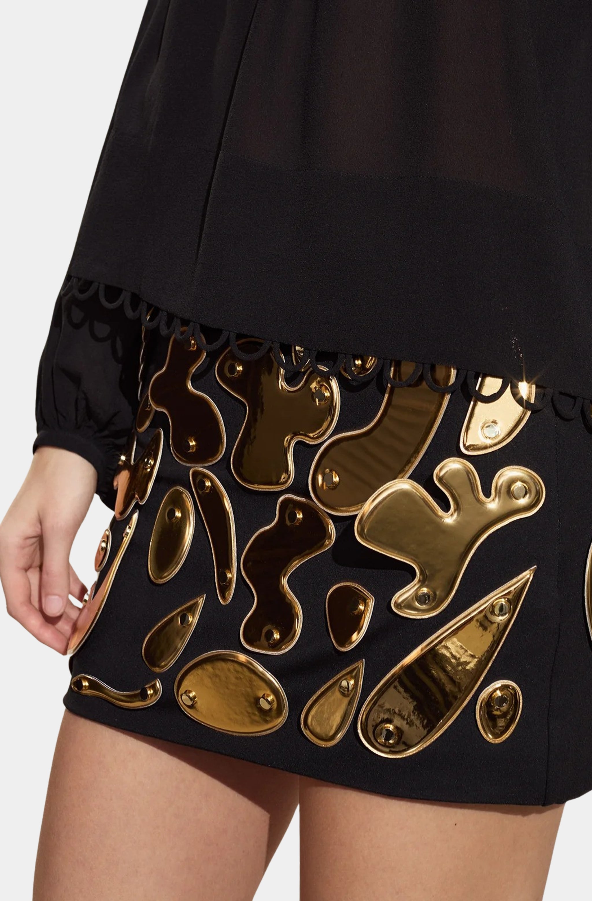 Ponte Knit Gold Applique Mini Skirt