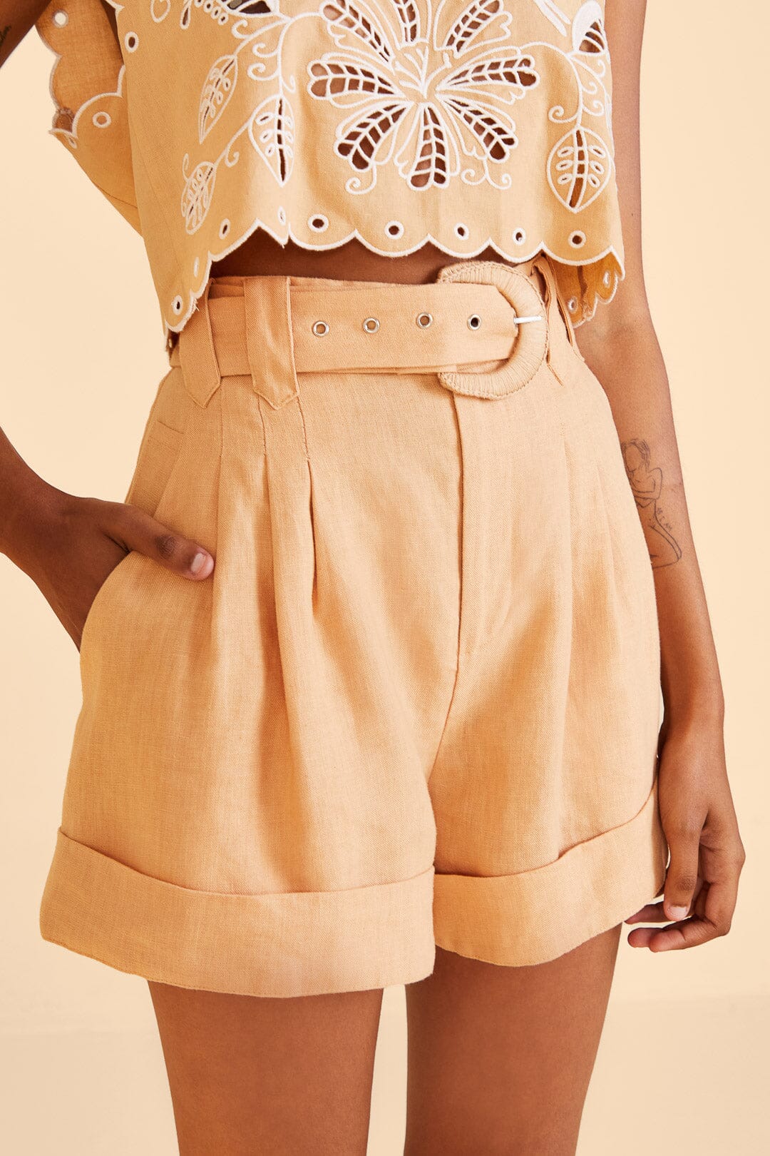 Beige Tailored Shorts