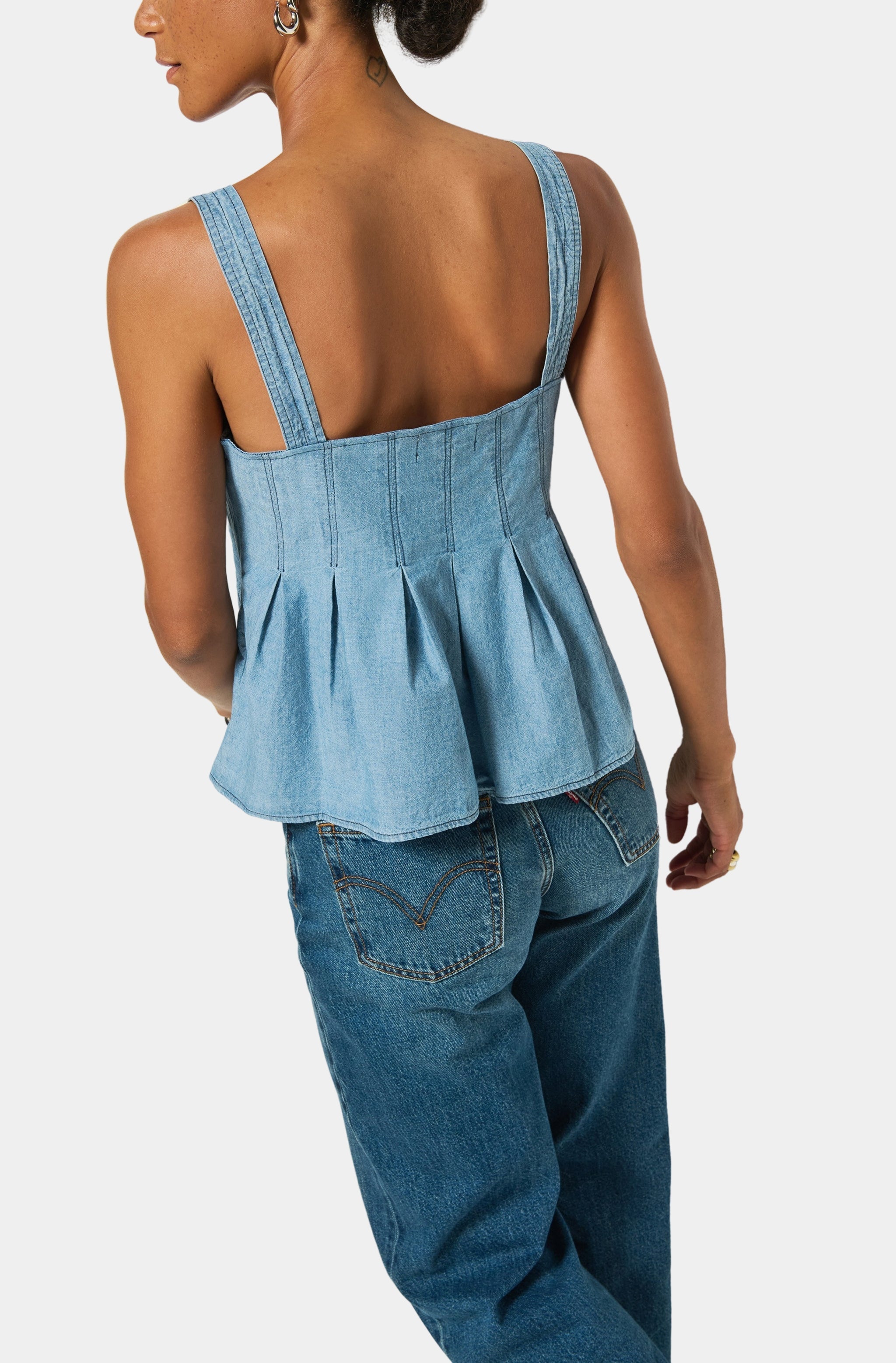 Dove Pleated Tank