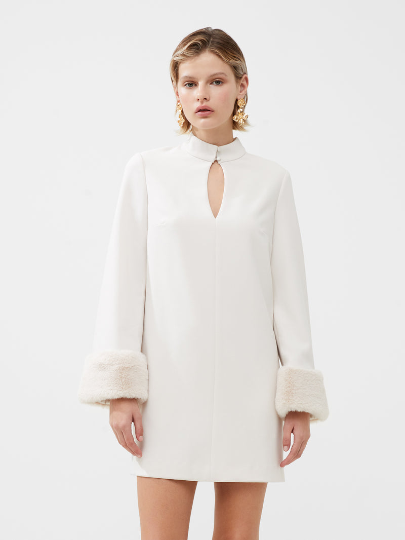 Whisper Ruth Faux Fur Trim Mini Dress