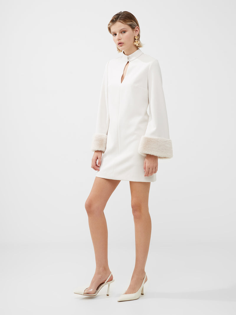 Whisper Ruth Faux Fur Trim Mini Dress