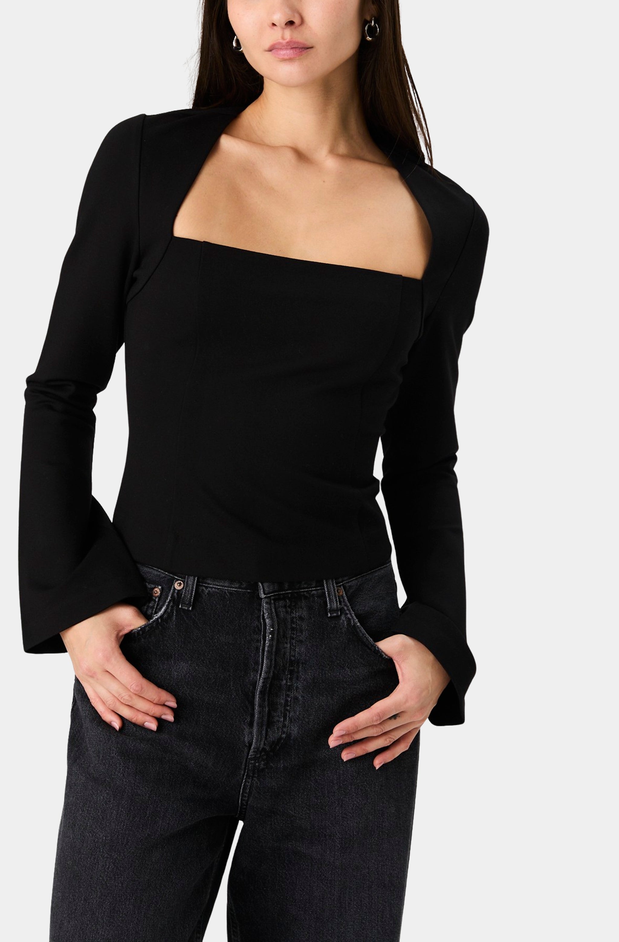 Cleo Ponte Long Sleeve Fitted Top – Hemline Towne Center