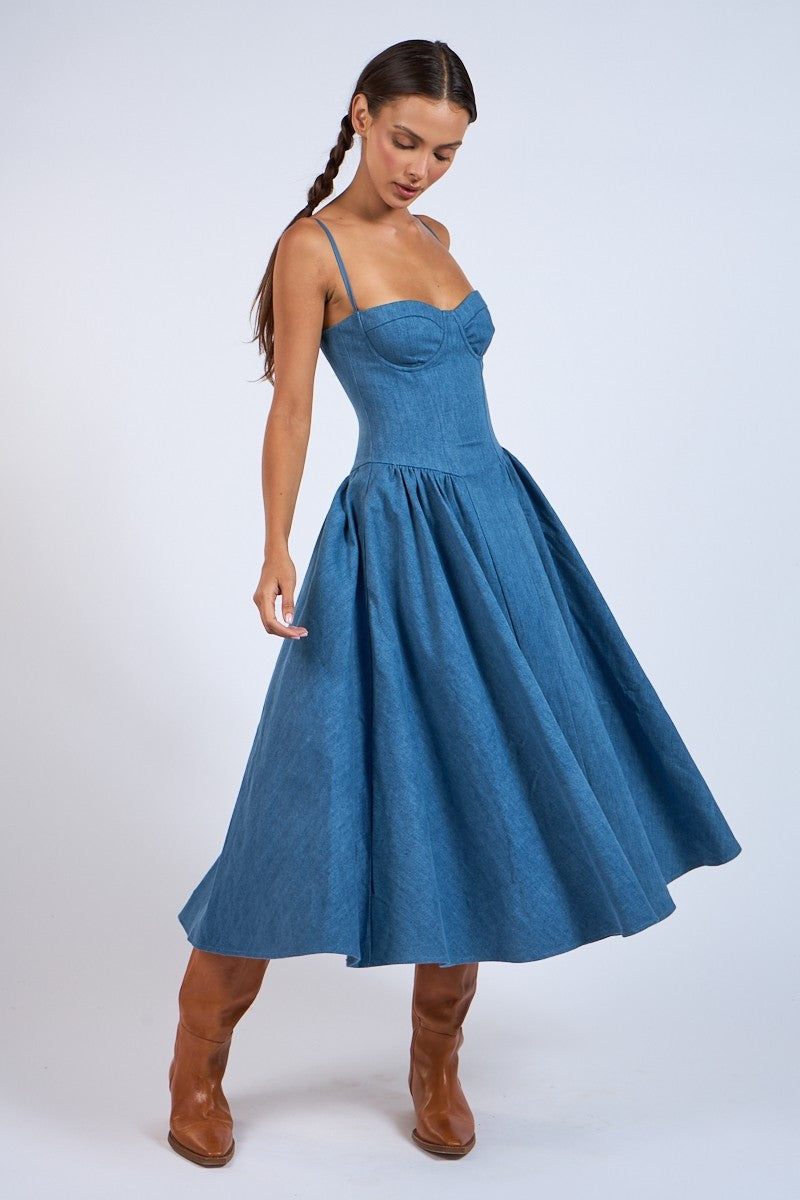 Bethani Denim Midi Dress