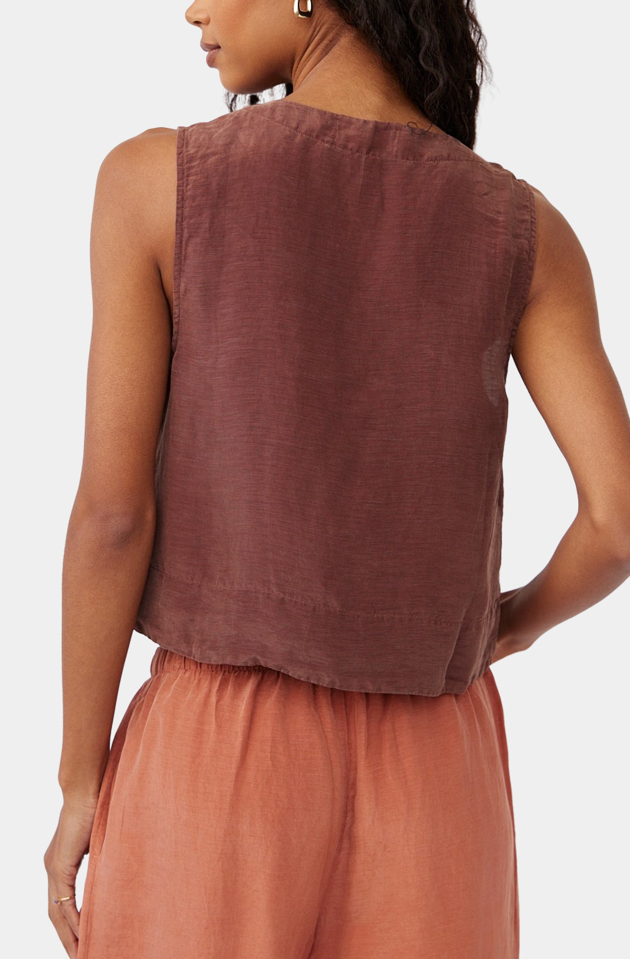 Sleeveless Half Placket Top