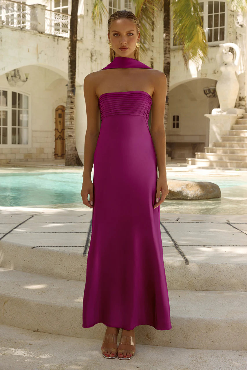 Elisa Strapless Scarf Midi Dress