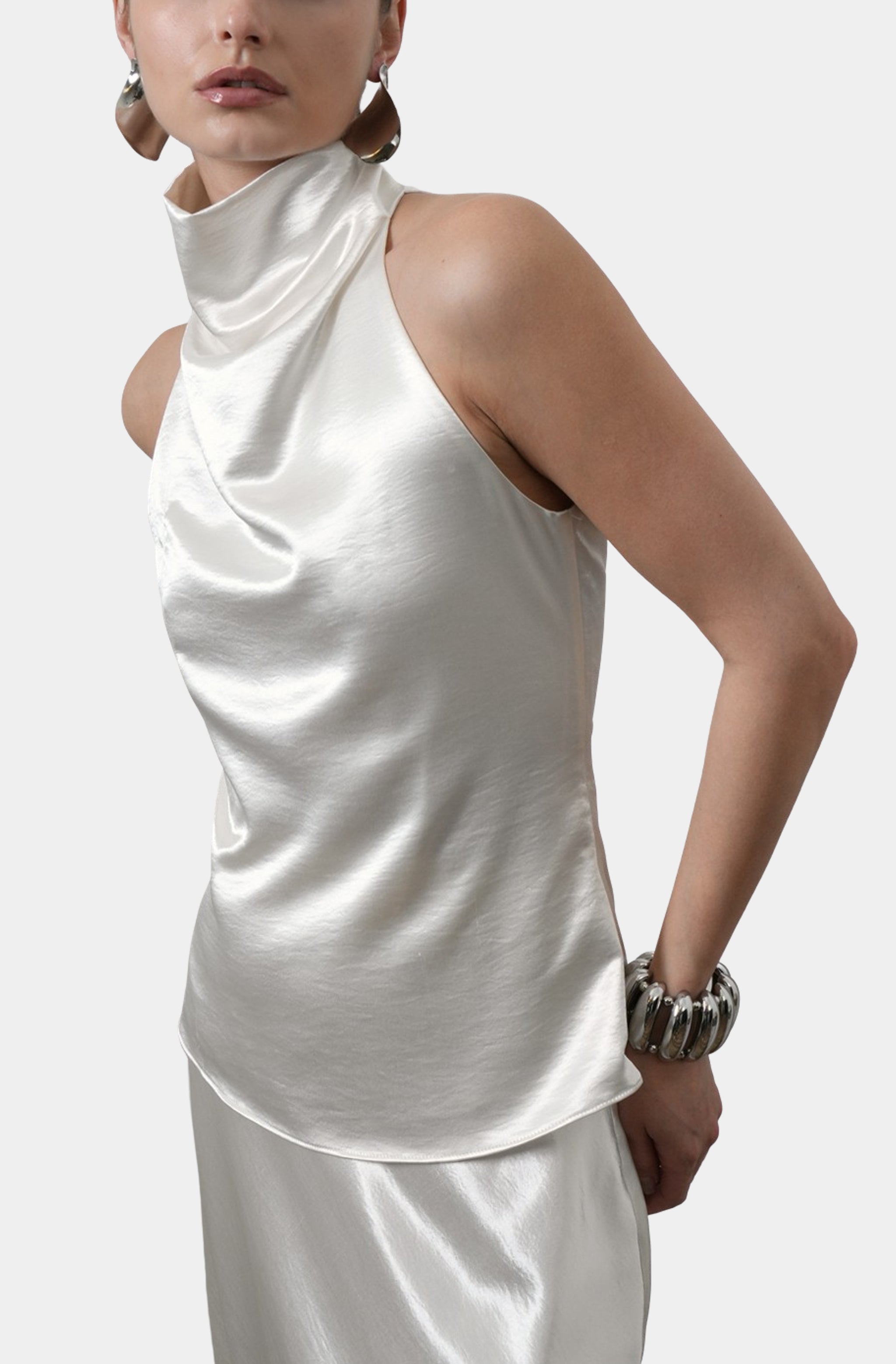 Addison Cowl Funnel Neck Halter Top