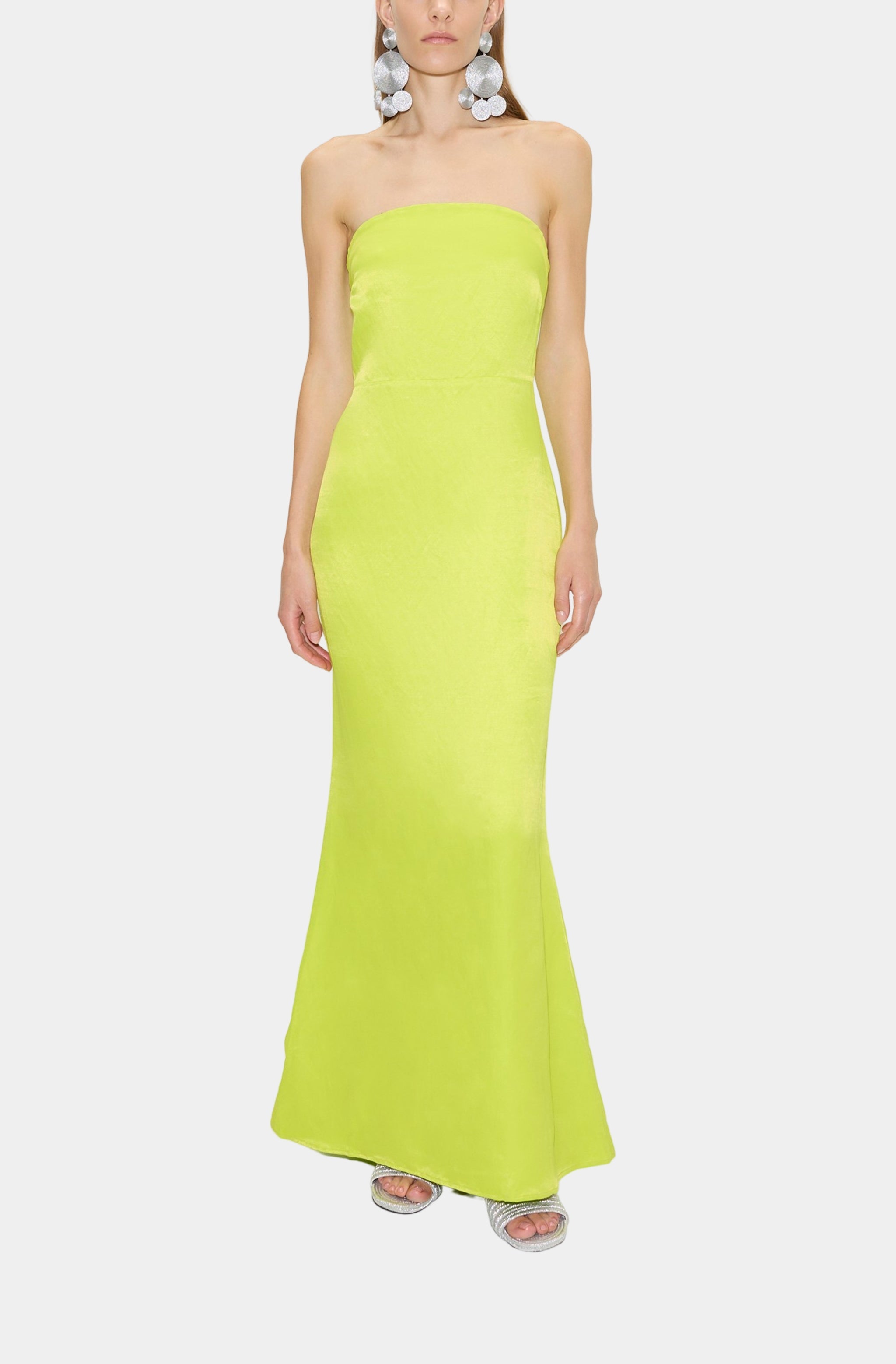 Sculpty Strapless Satin Dress