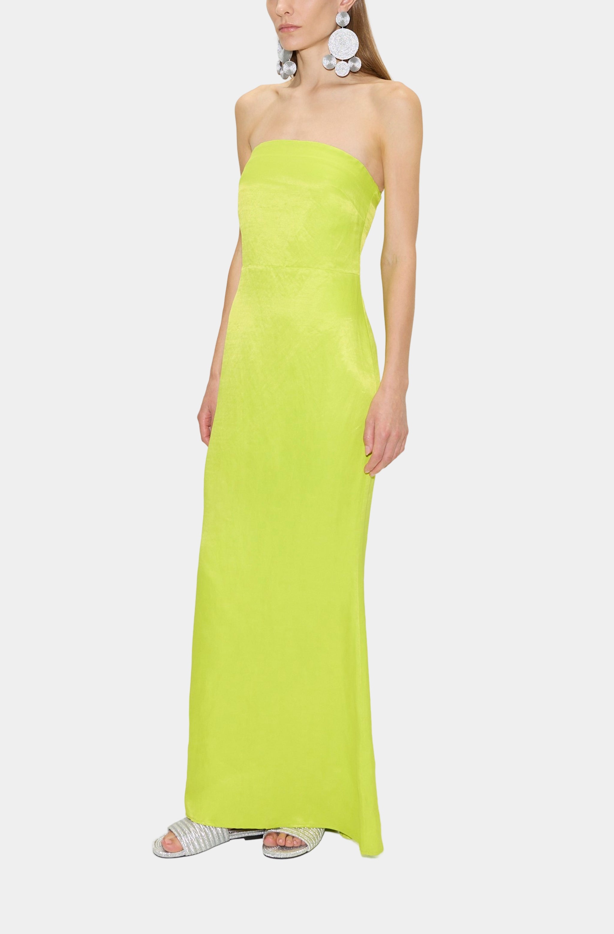 Sculpty Strapless Satin Dress