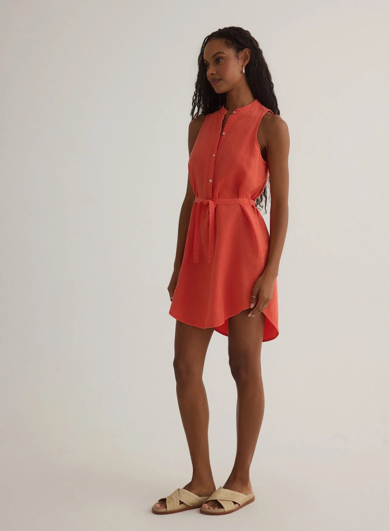 Sleeveless Placket Pullover Dress