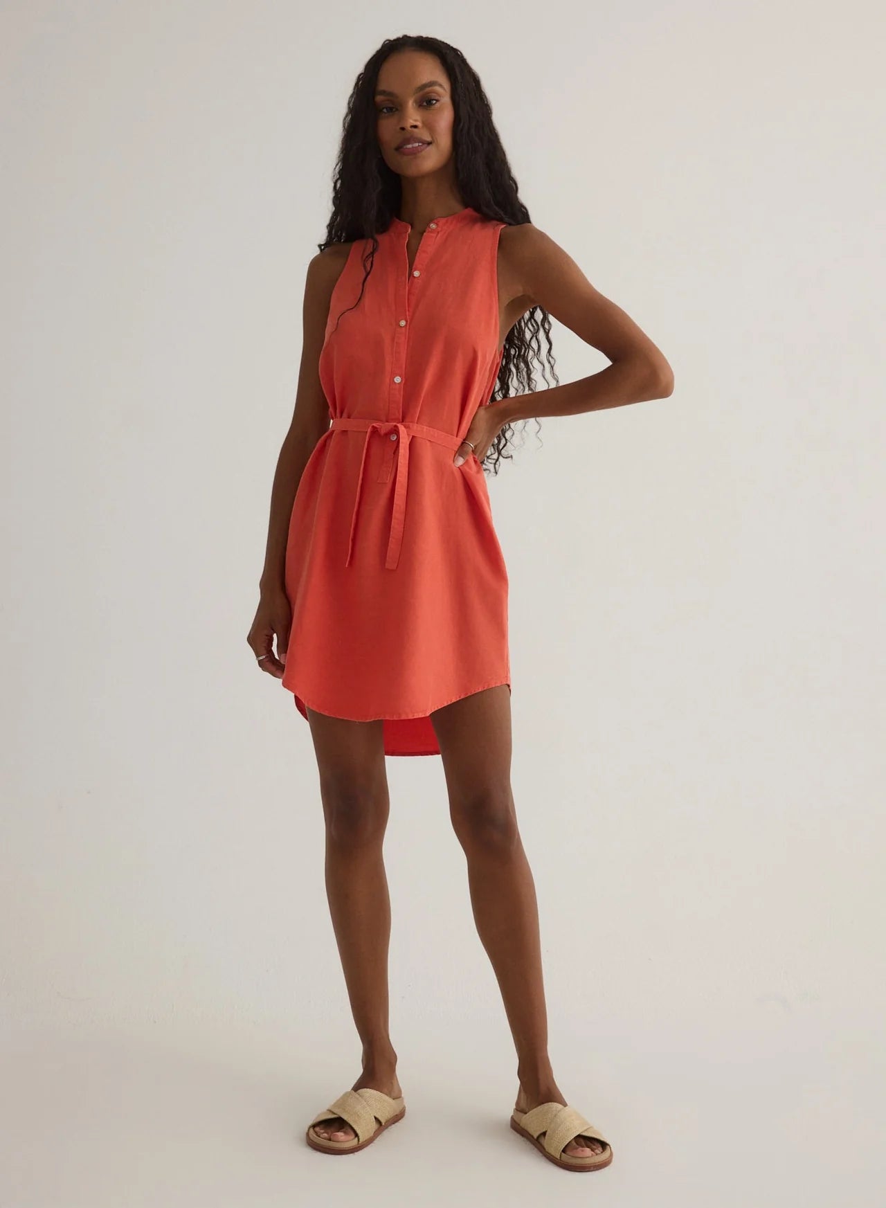 Sleeveless Placket Pullover Dress