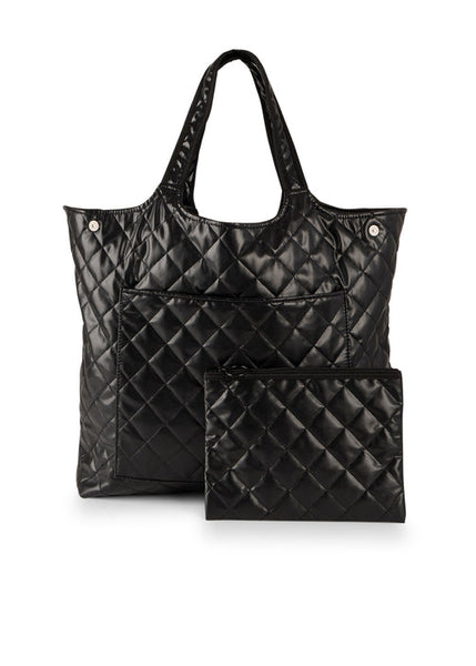 Medium Box Woven Tote Bag in Black Lacquer