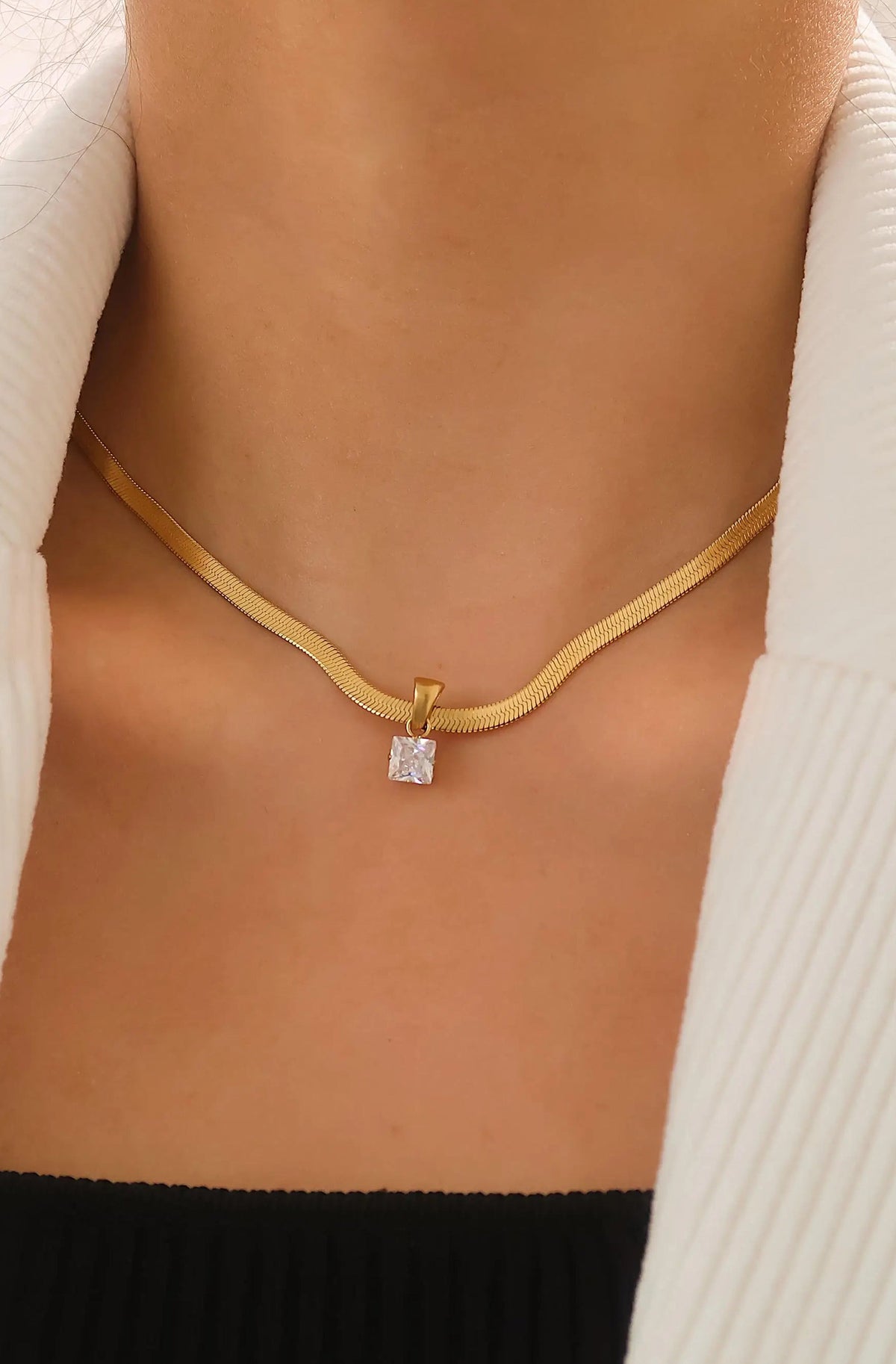 Blanc CZ Snake Chain Necklace