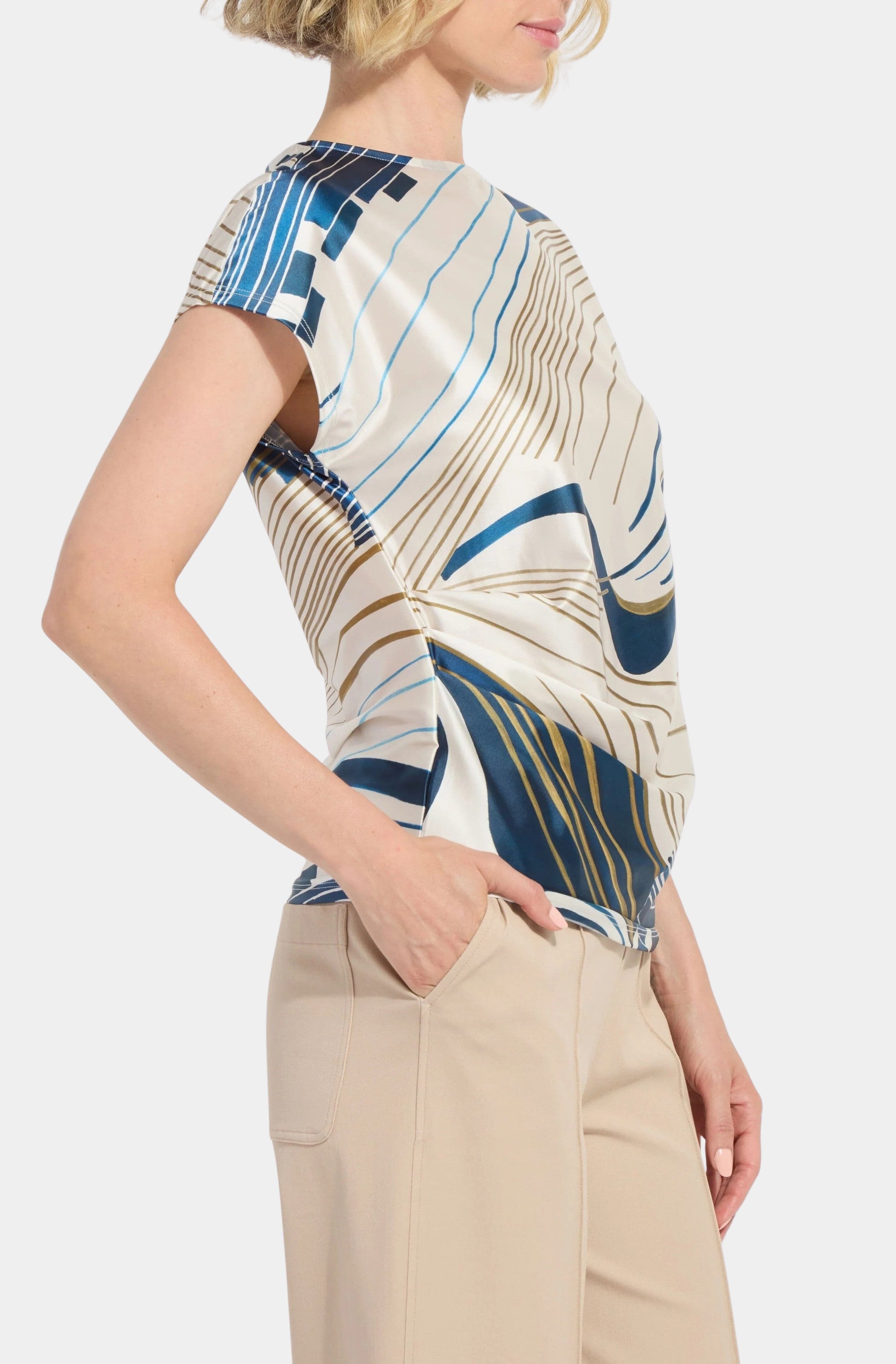 Faride Side Pleated Printed Top