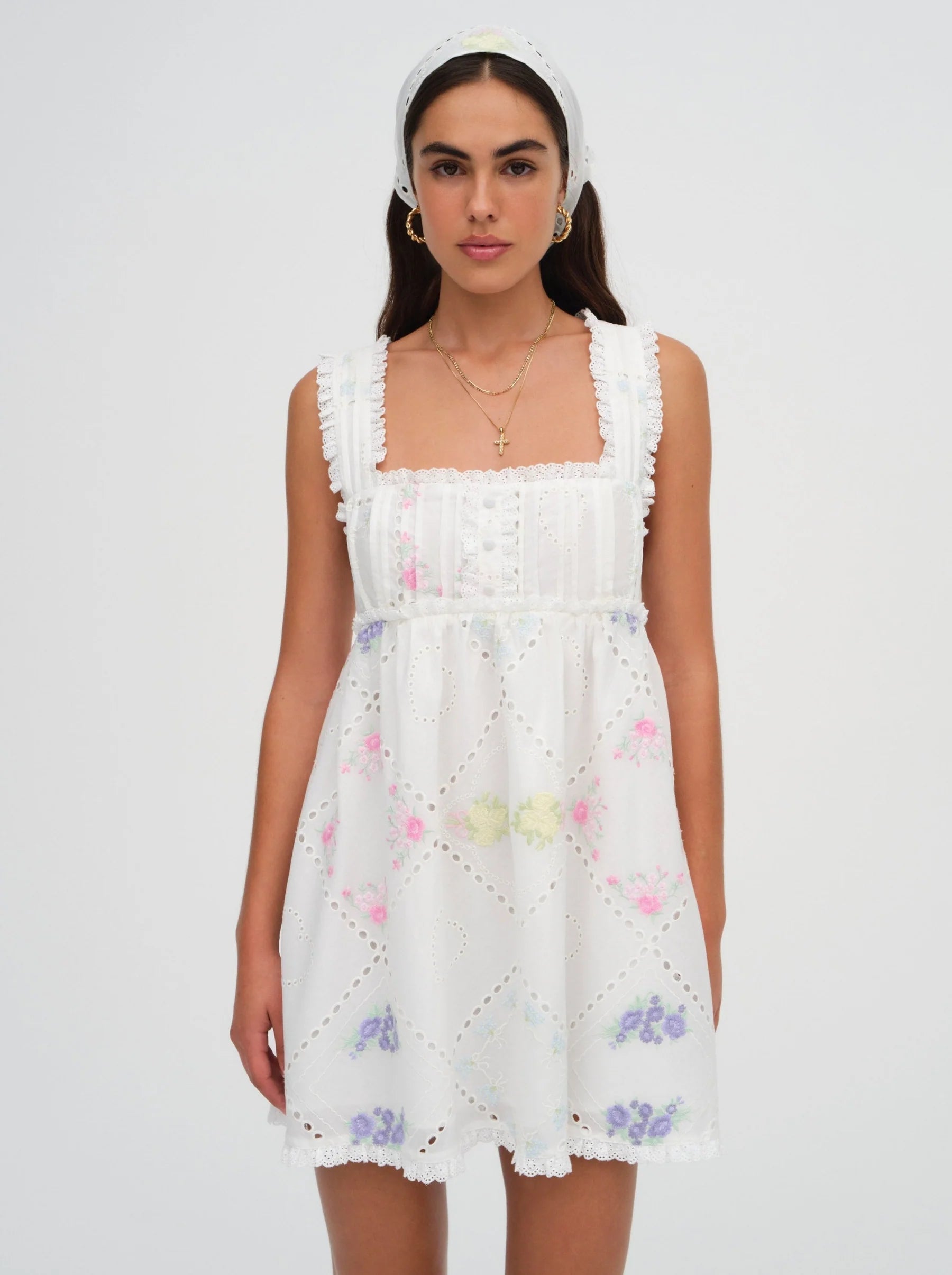 Andrea Embroidered Mini Dress