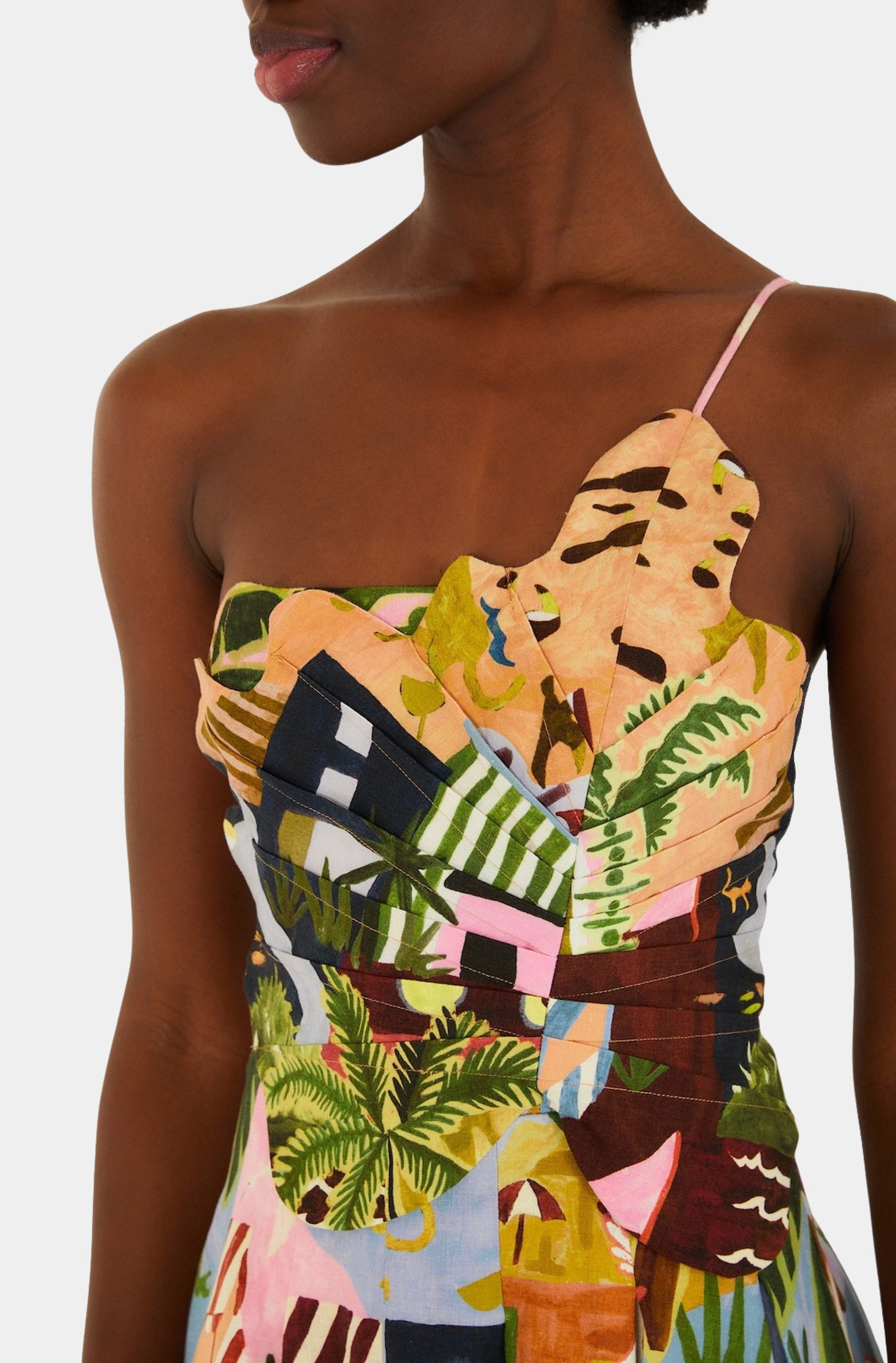 Tropical Painting Multicolor Mini Dress