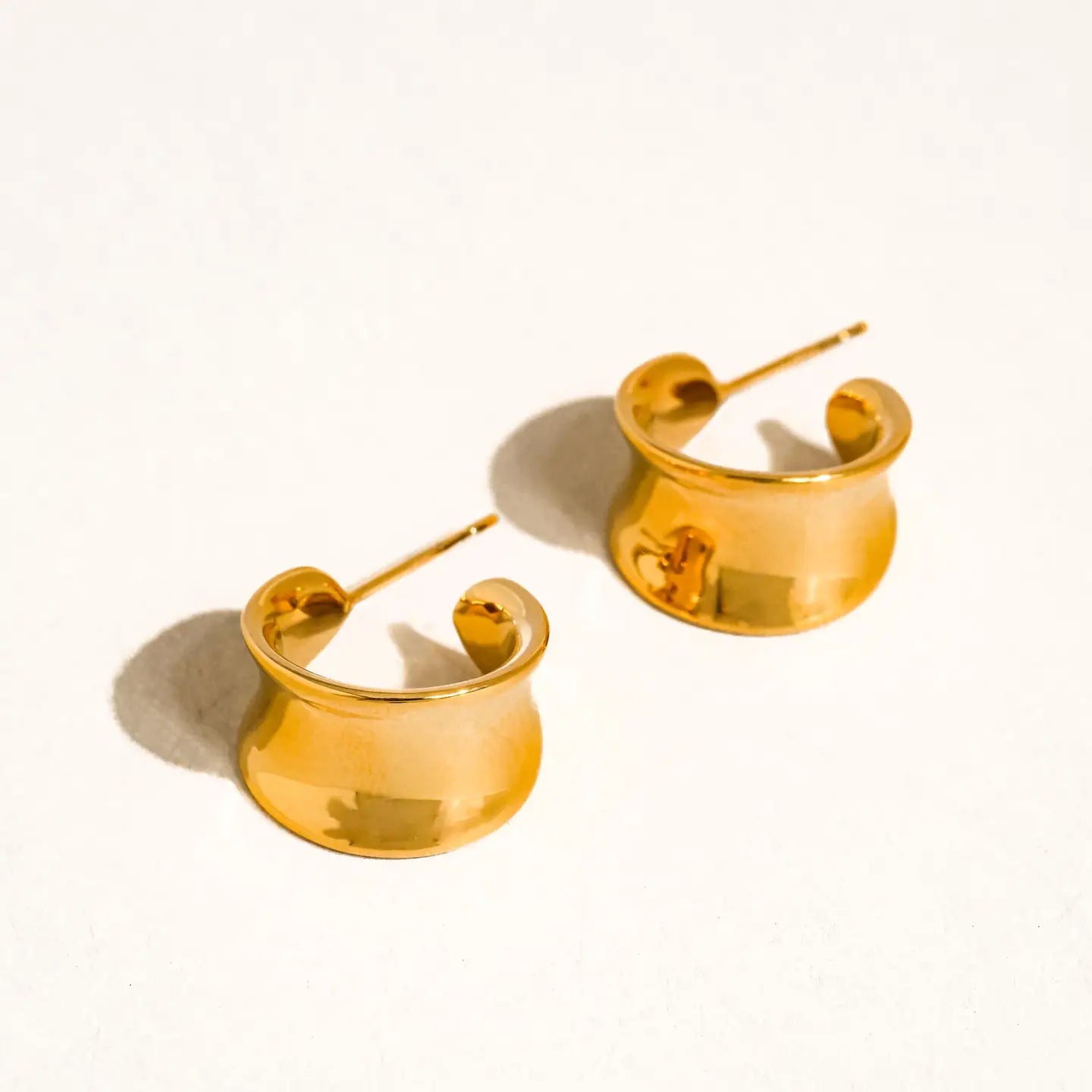 Yvaine Gold Wide Dome Hoop Earrings