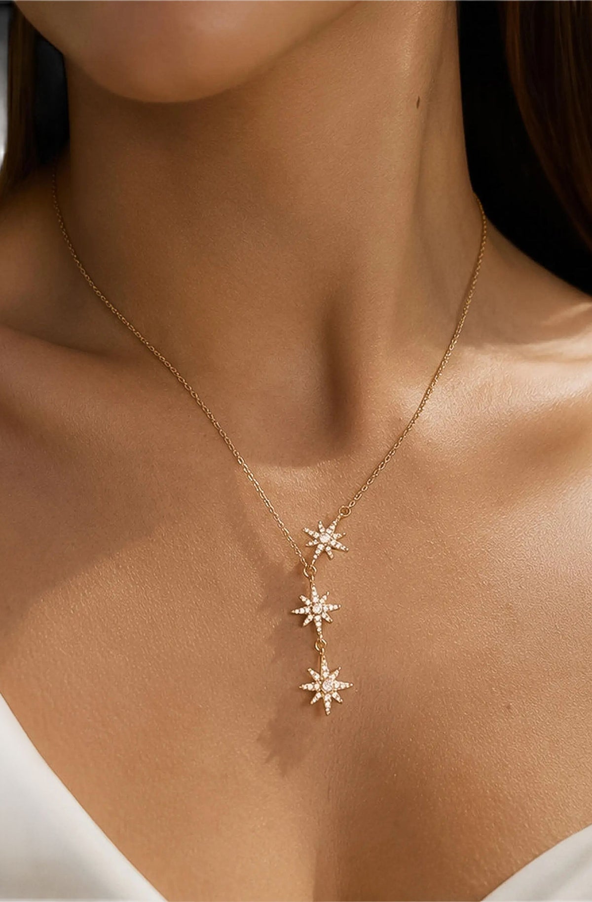 Clary CZ Starburst Drop Necklace