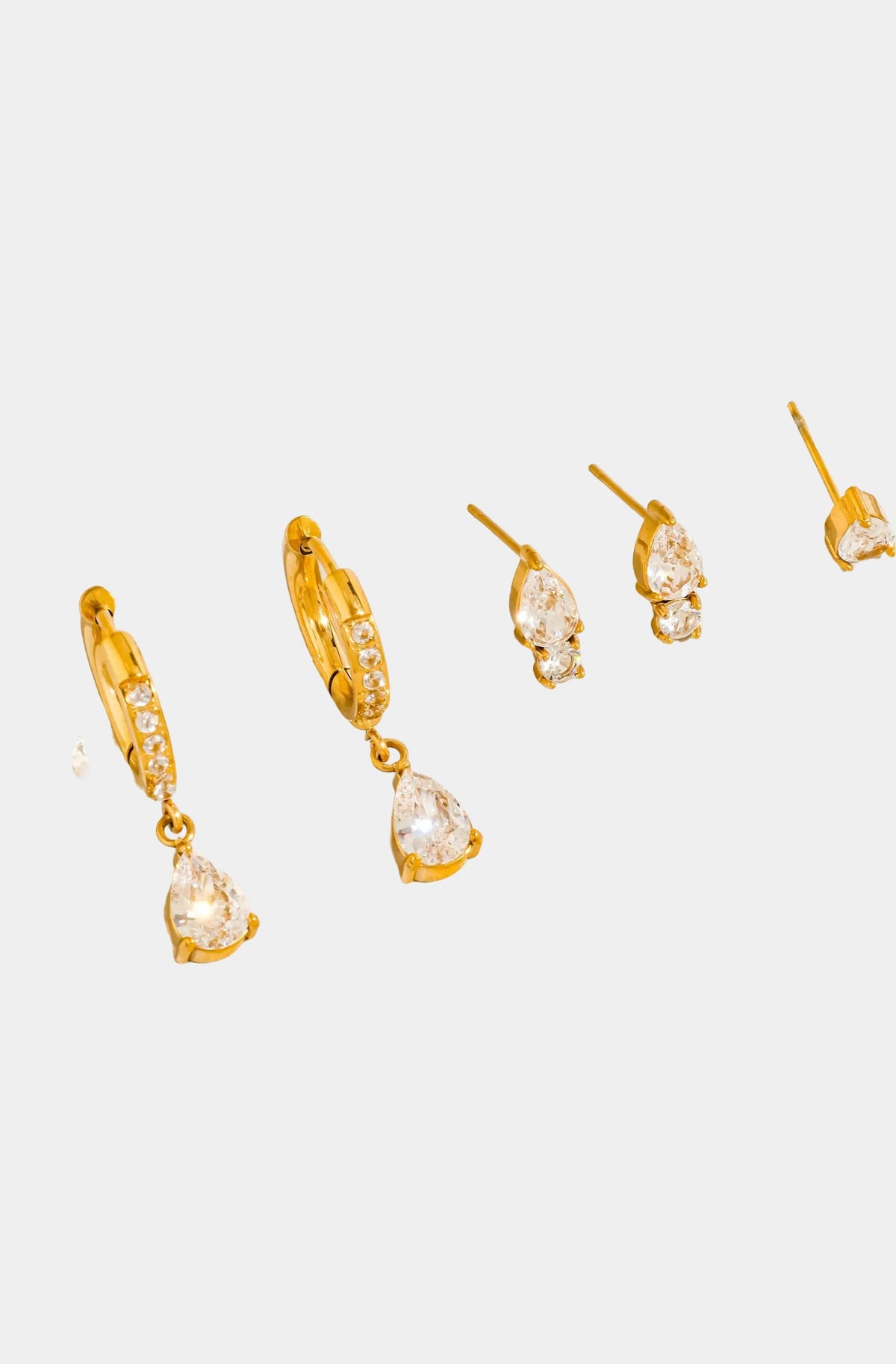 Saône CZ Teardrop Earrings Set