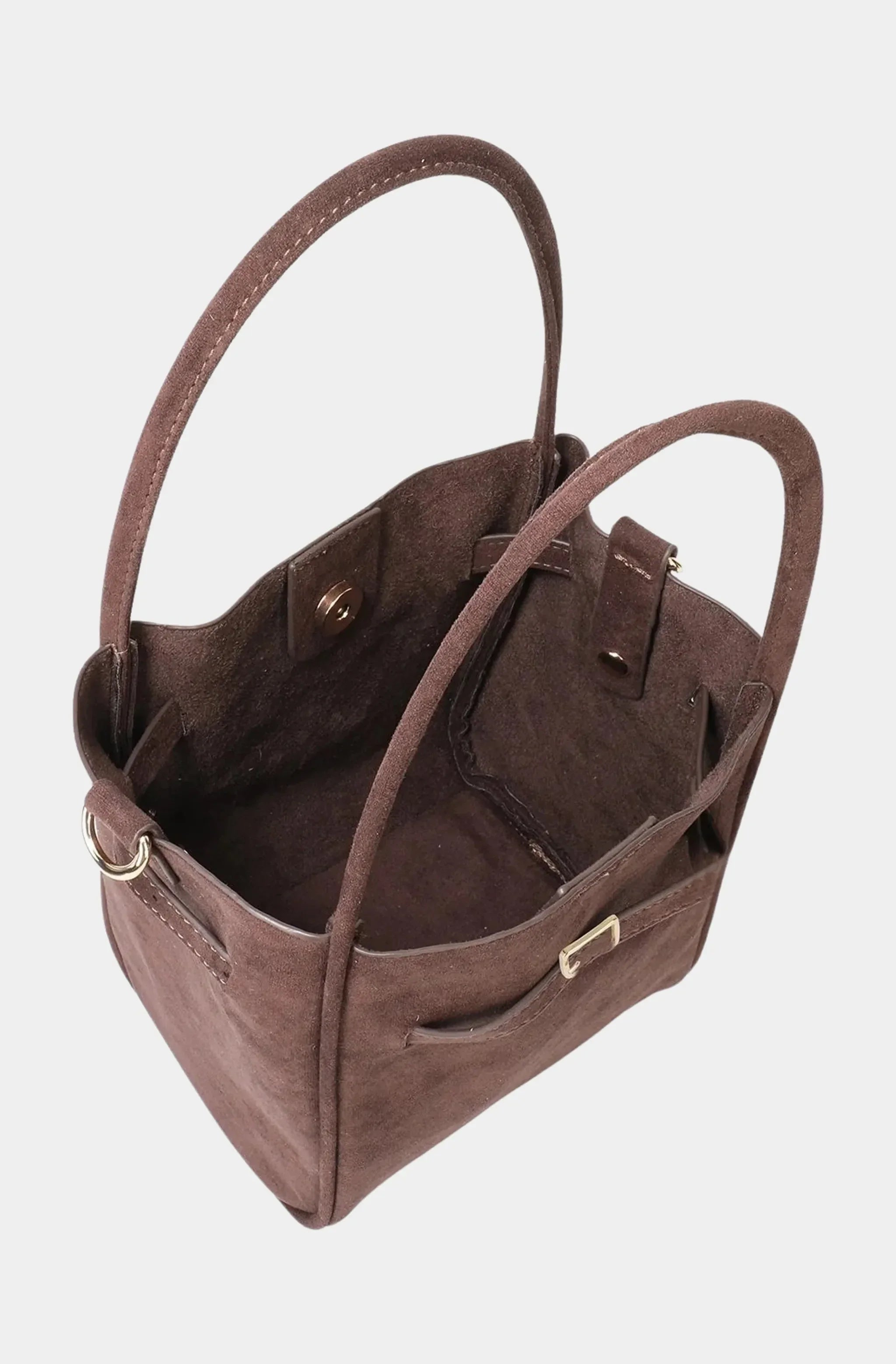 Hollace Mini Tote Faux Suede Buckle Bag