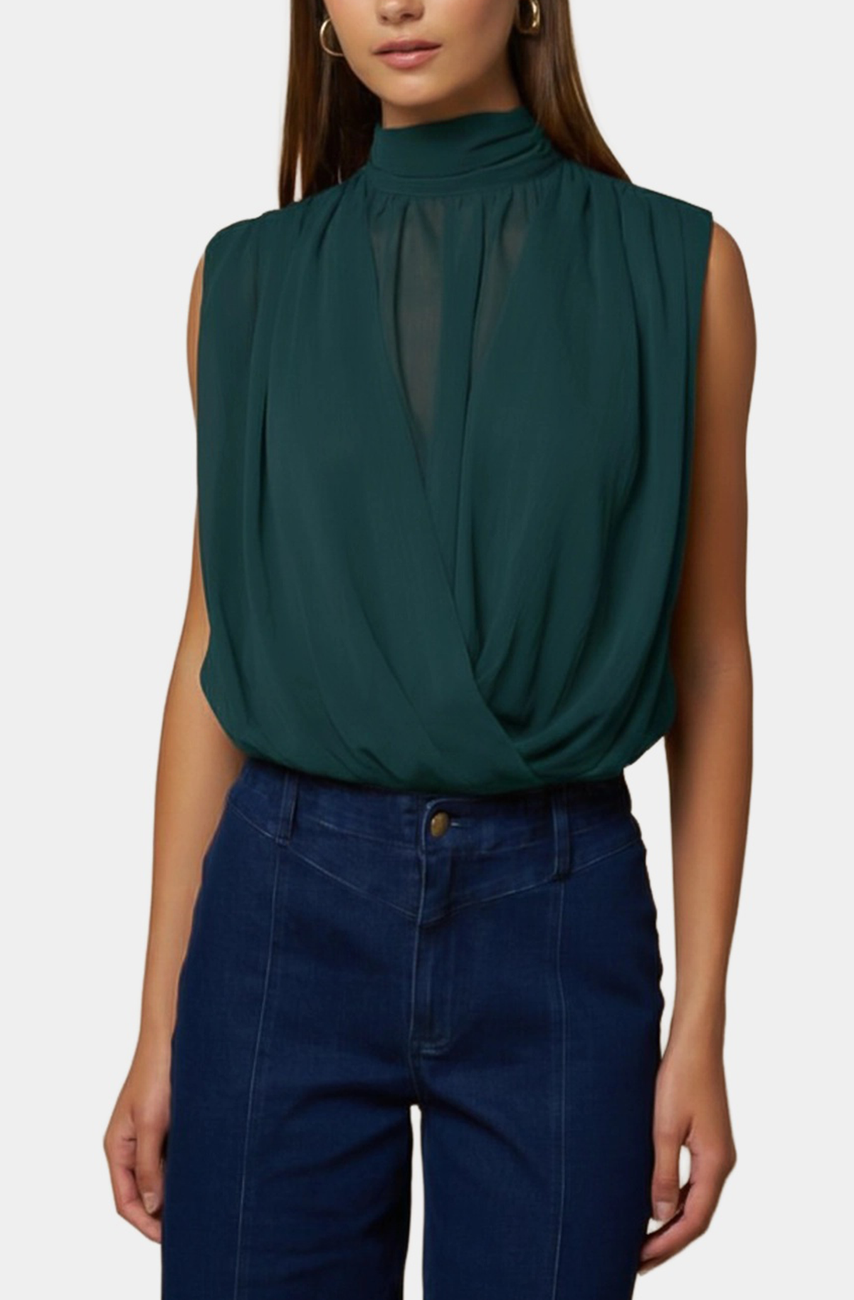 Hausen Ovita Top in Teal — front view