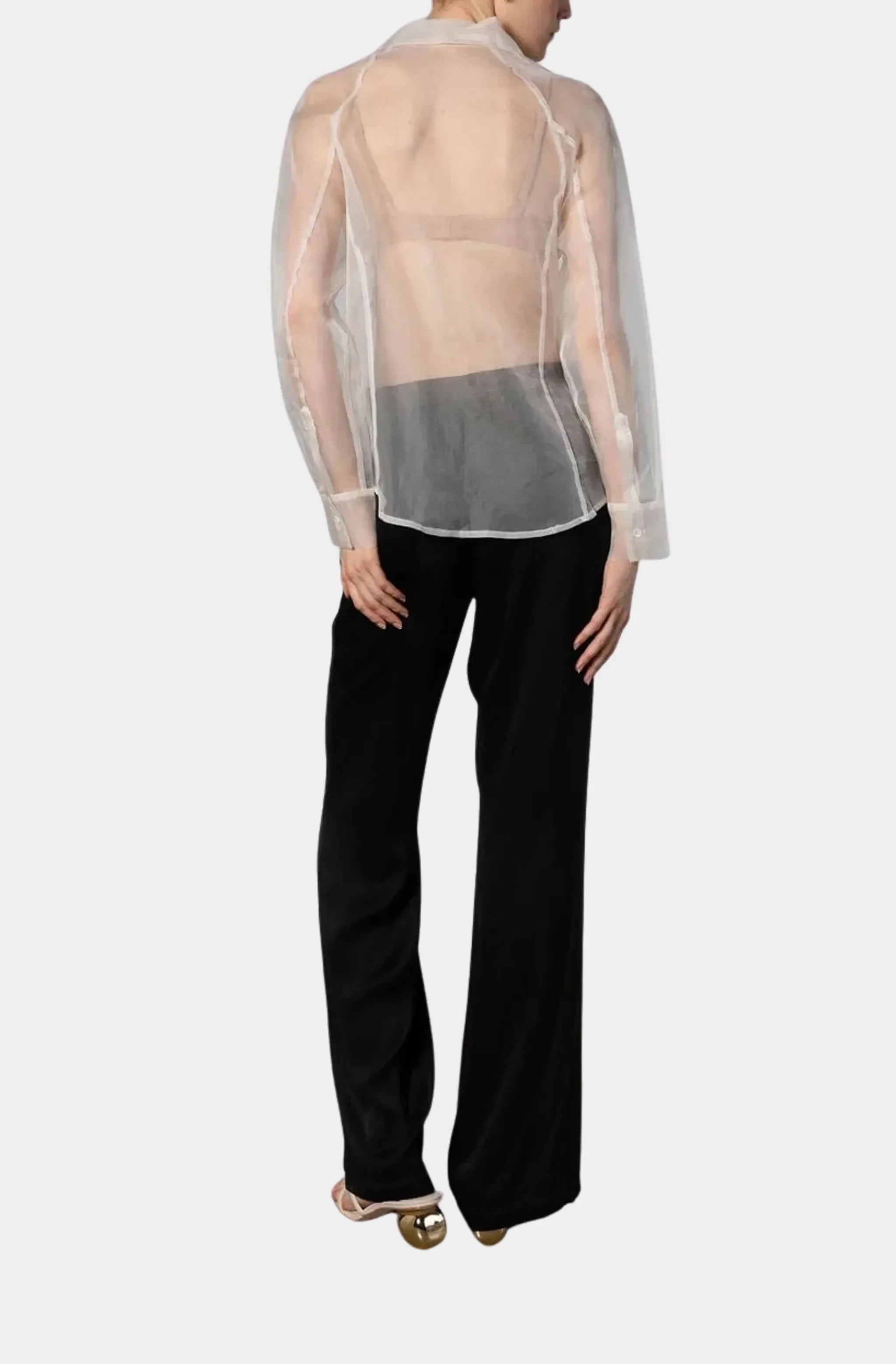 Sheer Organza Silk Structured Shirt