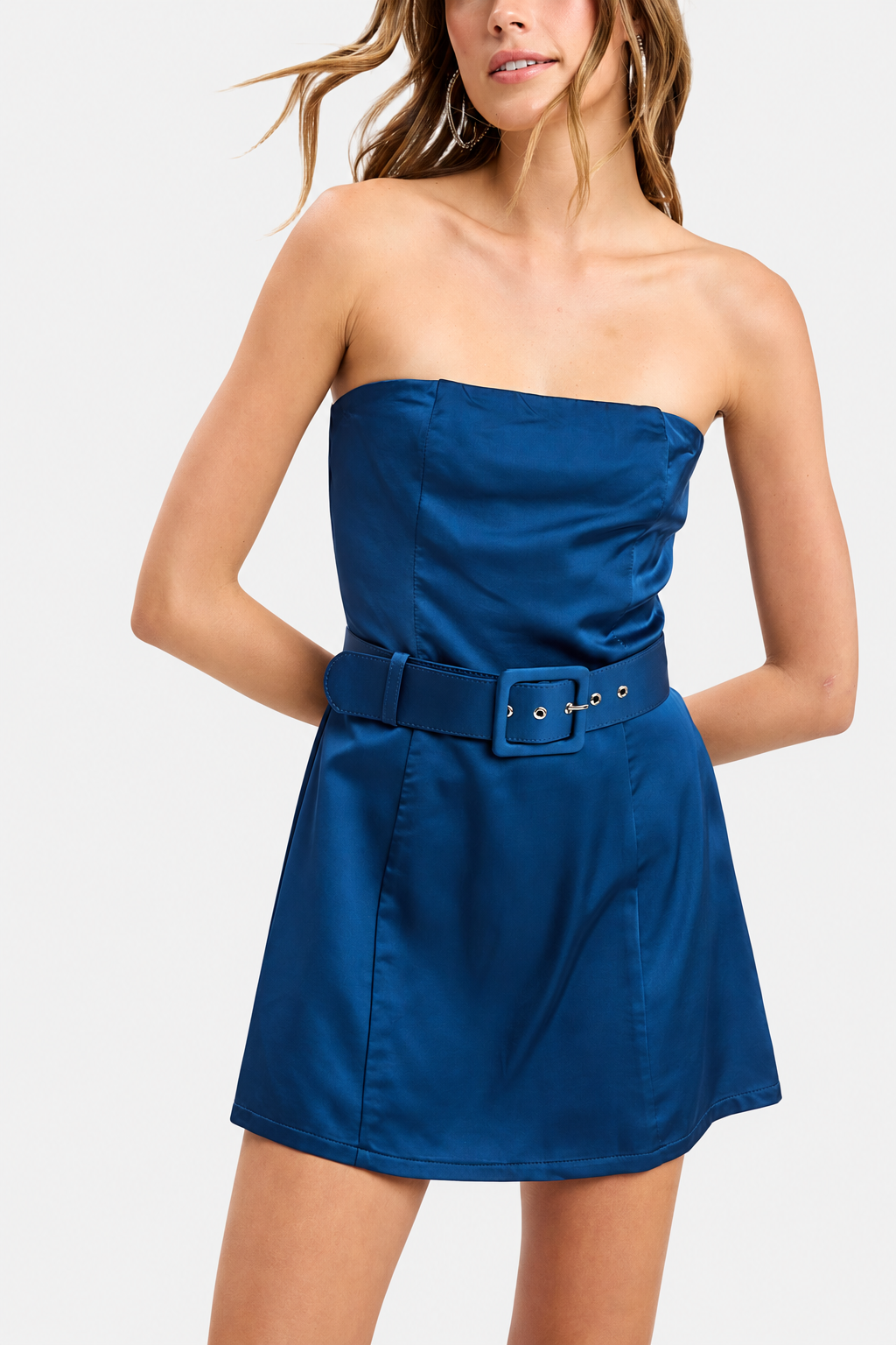 Sky to Moon SM-D21112M Ithelle Dress Blue — exact vendor front, edited light-gray background