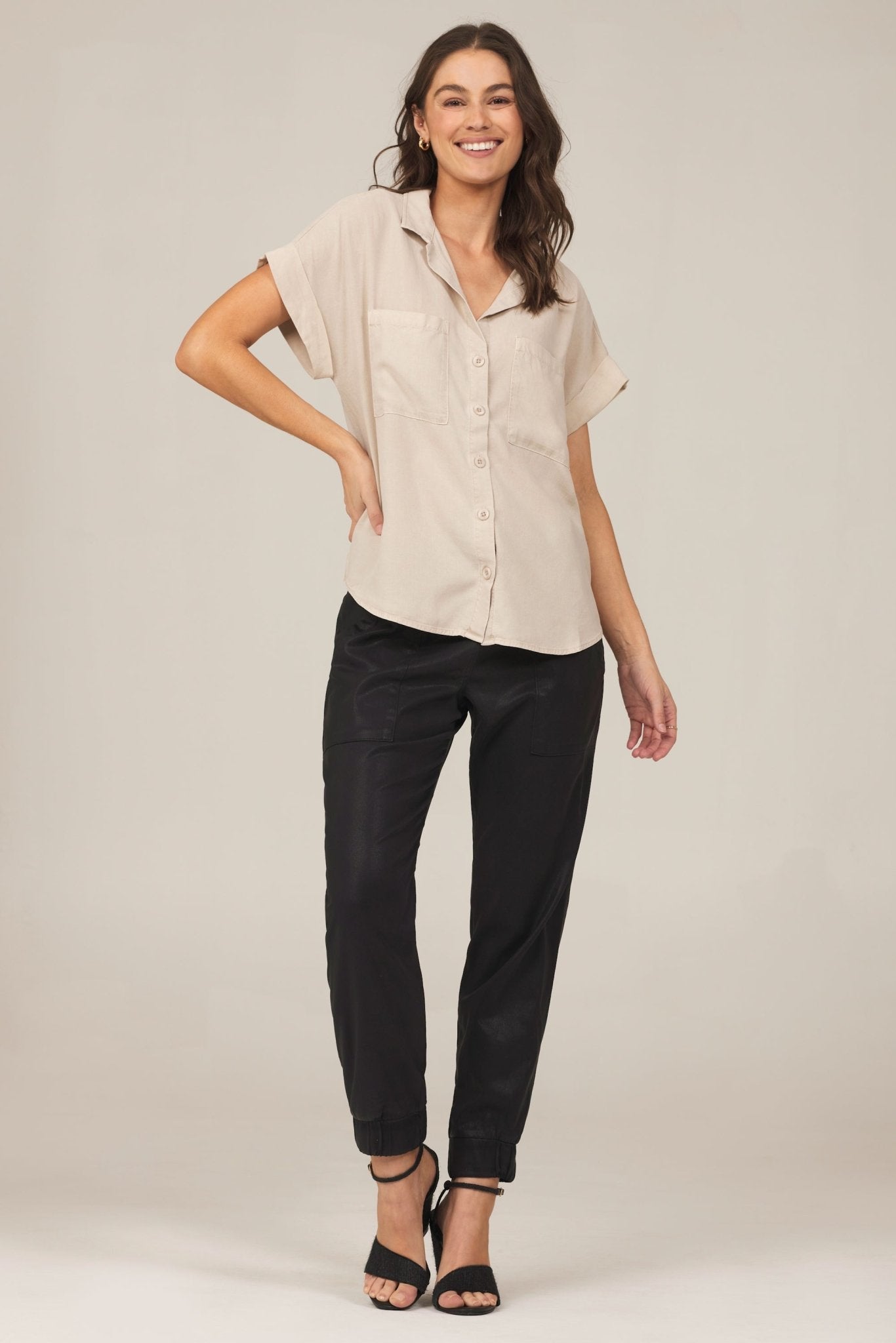 Slouchy Short Sleeve Button Down